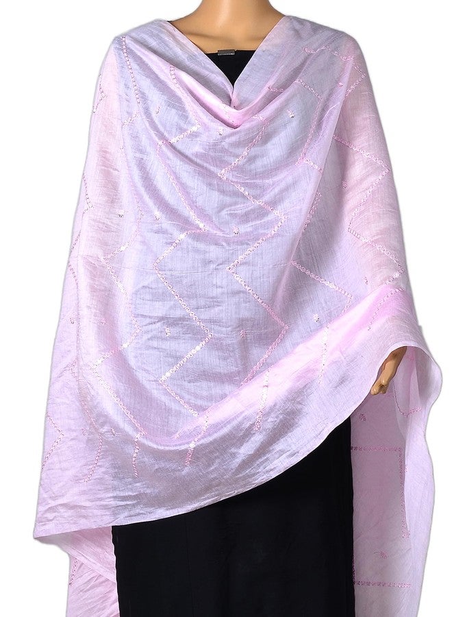 Chandrakala Cotton Dupatta for Women, Shawl Scarf Wrap Chunni,Baby Pink (D254BAB) - Image 2